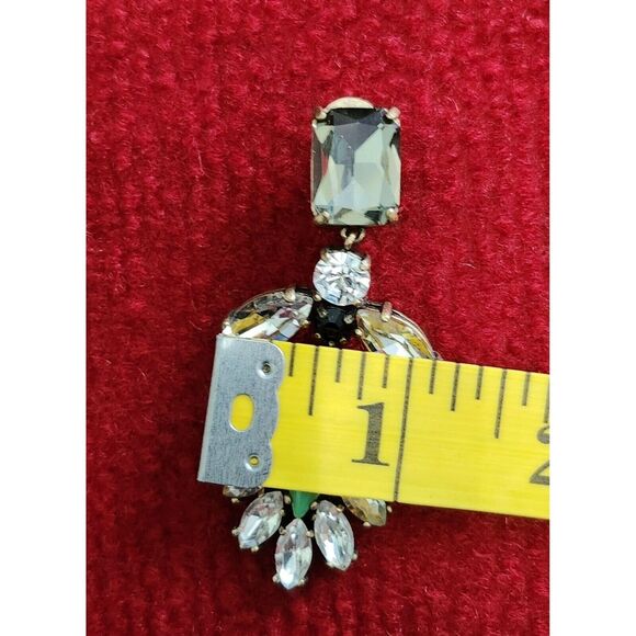 J.Crew Statement Clip-On Earrings With Crystals & Green Accents - Picture 3 of 8